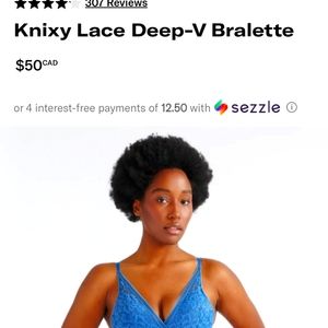 Knix lace deep-v bralette in daylight blue size s